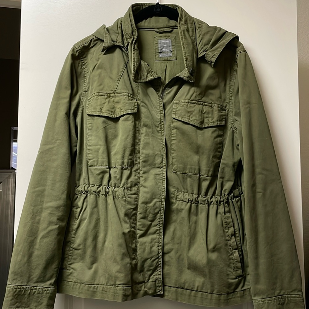 Gap Army Green Utility Jacket with removable hood